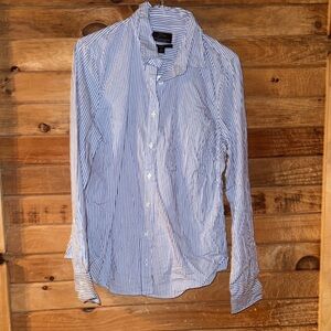 J. Crew Classic Blue and White Striped Shirt